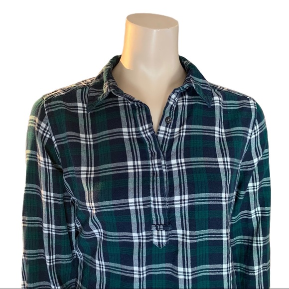 3/$30 Joe Fresh Green/Blue Long Sleeve Plaid Sz M - Picture 2 of 14